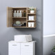 Medicine Cabinet with Mirror, Wall Mounted Bathroom Mirror Cabinet, Bathroom Wall Cabinet with 3 Open Shelves, Natural