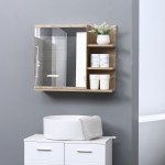 Medicine Cabinet with Mirror, Wall Mounted Bathroom Mirror Cabinet, Bathroom Wall Cabinet with 3 Open Shelves, Natural