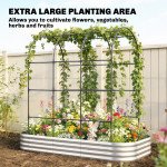 Galvanised Raised Garden Bed with Arched Trellis, 7 x 4 x 7ft Metal Outdoor Planter Box with Open Bottom