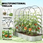 Galvanised Raised Garden Bed with Arched Trellis, 7 x 4 x 7ft Metal Outdoor Planter Box with Open Bottom