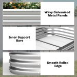 Galvanised Raised Garden Bed with Arched Trellis, 7 x 4 x 7ft Metal Outdoor Planter Box with Open Bottom
