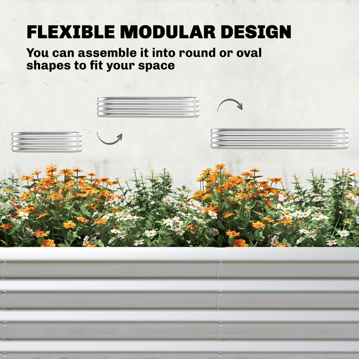 Galvanised Raised Garden Bed with Arched Trellis, 7 x 4 x 7ft Metal Outdoor Planter Box with Open Bottom