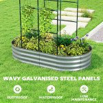 Galvanised Raised Garden Bed with Arched Trellis, 5 x 3 x 6ft Metal Outdoor Planter Box with Open Bottom, Silver