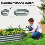 Galvanised Raised Garden Bed with Arched Trellis, 5 x 3 x 6ft Metal Outdoor Planter Box with Open Bottom, Silver