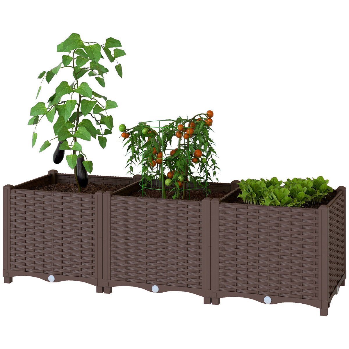 Plastic Raised Garden Bed with Legs, Self Watering Elevated Planter Boxes with Drainage Holes and Plugs