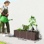 Plastic Raised Garden Bed with Legs, Self Watering Elevated Planter Boxes with Drainage Holes and Plugs