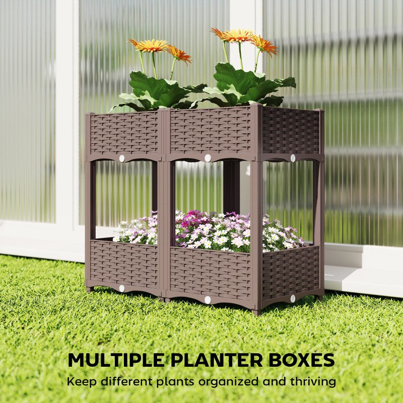 Plastic Raised Garden Bed with Legs, Self Watering Elevated Planter Boxes with Drainage Holes and Plugs