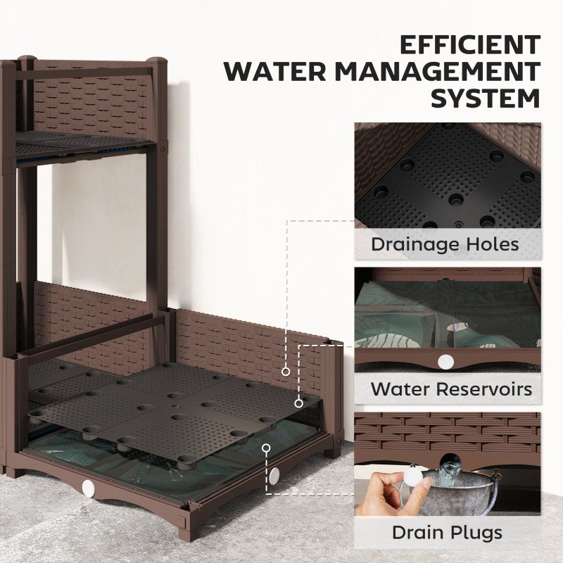 Plastic Raised Garden Bed with Legs, Self Watering Elevated Planter Boxes with Drainage Holes and Plugs