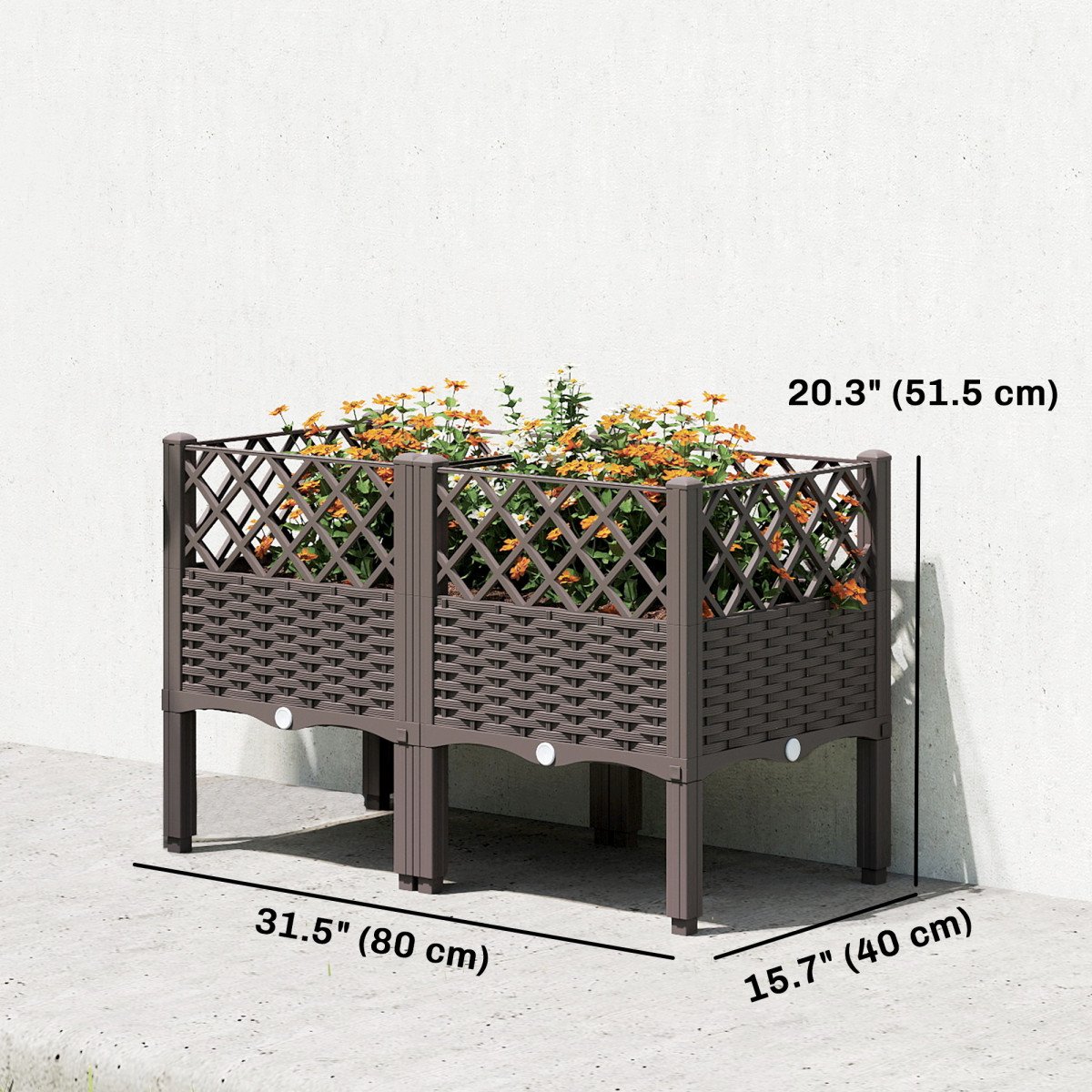 Raised Garden Bed with Legs, Self Watering Elevated Planter Boxes with Drainage Holes, 31.5" x 15.7" x 20.3"