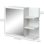 Bathroom Storage Cabinet with Mirror, Wall Mounted Medicine Cabinet with 3 Open Shelves and 2-tier Cupboard