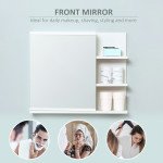 Bathroom Storage Cabinet with Mirror, Wall Mounted Medicine Cabinet with 3 Open Shelves and 2-tier Cupboard