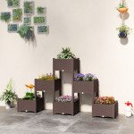 Plastic Raised Garden Bed with Legs, Self Watering Elevated Planter Boxes with Drainage Holes and Plugs