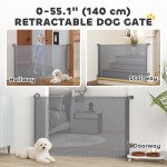 Retractable Dog Gate, 36.6" Tall, Extends to 55" Wide, Mesh Pet Gate with Single Hand Operation, for Stairs, Doorways