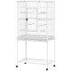 64" Large Rolling Bird Cage Bird House with Detachable Rolling Stand, Storage Shelf, Wood Perch Food Container, White