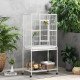64" Large Rolling Bird Cage Bird House with Detachable Rolling Stand, Storage Shelf, Wood Perch Food Container, White
