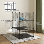 3 Tier Cat Cage Crate, DIY Pet Playpen with 3 Doors, Ladders, Hammock, Platforms, Indoor Playpen for Kittens, Black