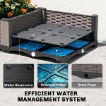 2PCS Plastic Planter Box with Trellis, Self-Watering Raised Garden Bed with Trellis and Netting