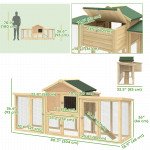 Wooden Chicken Coop, Outdoor Backyard Garden Large Rabbit Hutch with Nesting Box, Run, Ramp, Drawer