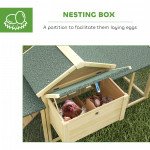 Wooden Chicken Coop, Outdoor Backyard Garden Large Rabbit Hutch with Nesting Box, Run, Ramp, Drawer