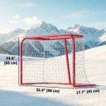 Soozier 3' x 2' Mini Hockey Goal, Easy Setup Hockey Net with Metal Frame, Lightweight & Portable