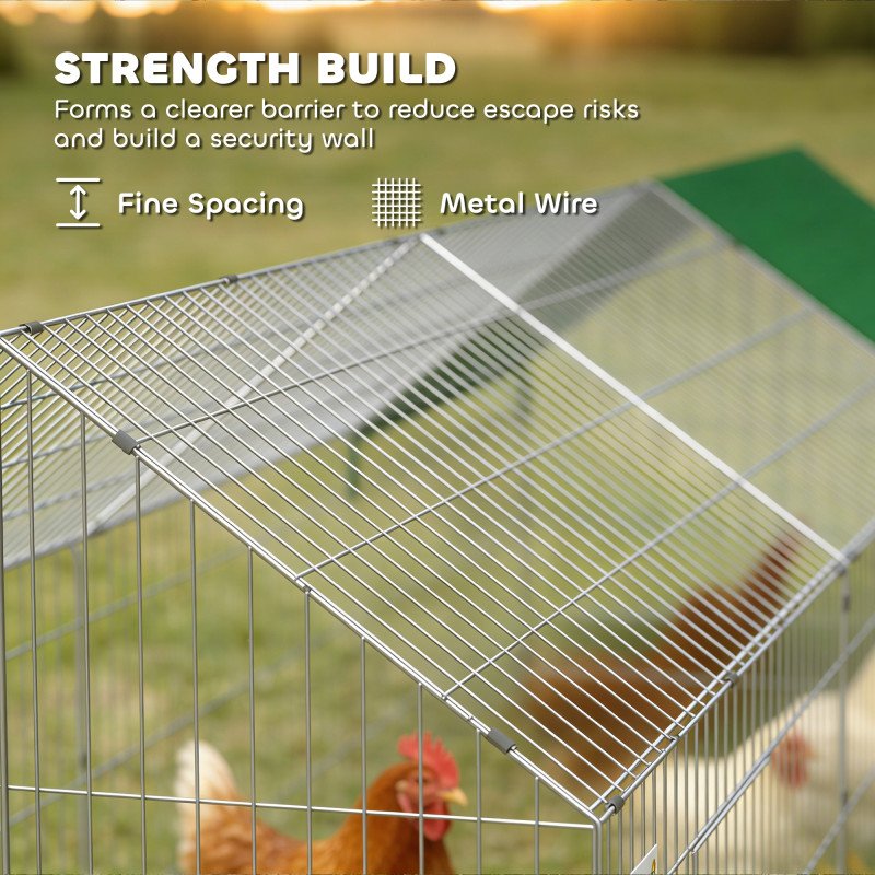 Metal Chicken Coop with UV-Resistant Cover for Rabbits, Ducks, Turtles, Guinea Pigs, 106" x 29.5" x 29.5", Green