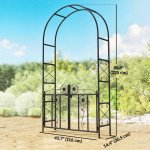 7.4 ft Garden Arch, Outdoor Trellis Arbor with Gate for Climbing Plants, Wedding Arch, Black