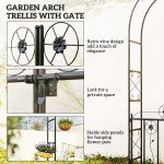7.4 ft Garden Arch, Outdoor Trellis Arbor with Gate for Climbing Plants, Wedding Arch, Black