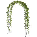 8 ft Garden Arch, Outdoor Trellis Arbor for Climbing Plants, Wedding Arch for Party Outdoor Garden Backyard, Black