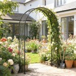 8 ft Garden Arch, Outdoor Trellis Arbor for Climbing Plants, Wedding Arch for Party Outdoor Garden Backyard, Black