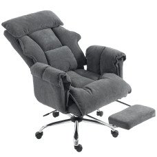 Desk Chair, Computer Office Chair with Footrest, Adjustable Backrest and Headrest, Dark Grey
