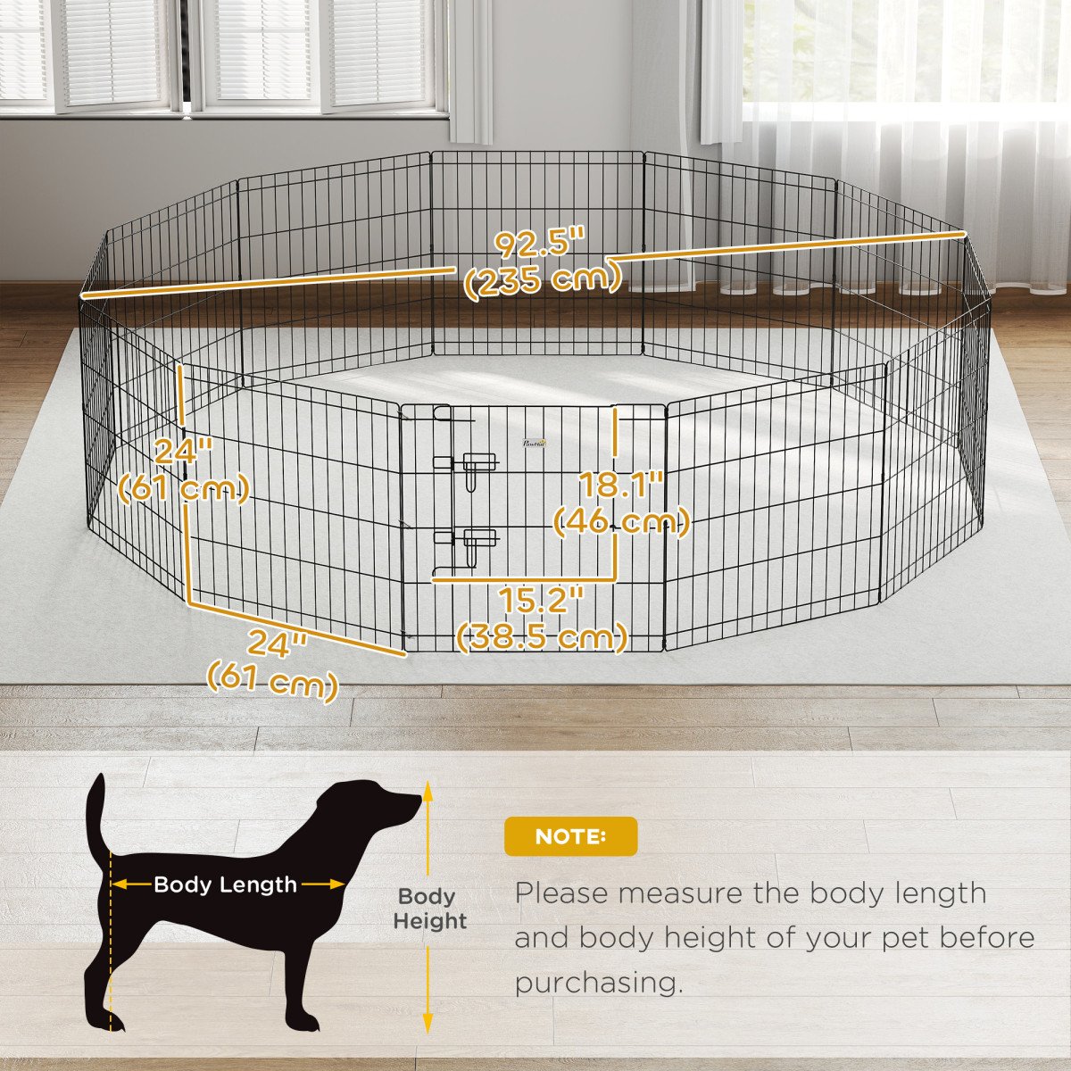 24inch Foldable Metal Exercise Pet Playpen Yard Dog Puppy Kennel Cage 12 Panels