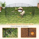 24inch Foldable Metal Exercise Pet Playpen Yard Dog Puppy Kennel Cage 12 Panels