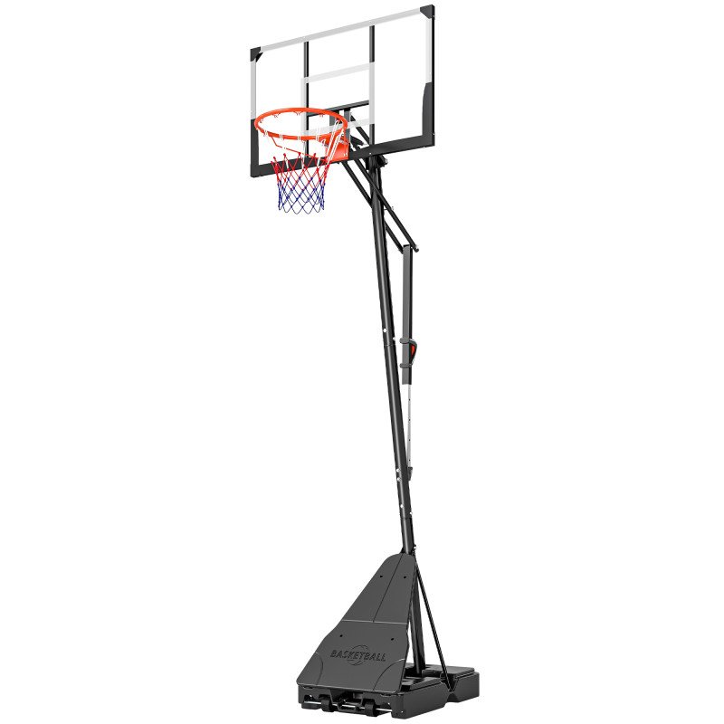 Soozier Portable Basketball Hoop Height Adjustable 8-10 Ft with 47" Shatterproof Backboard, Shock Absorbent Rim, Fillable Base