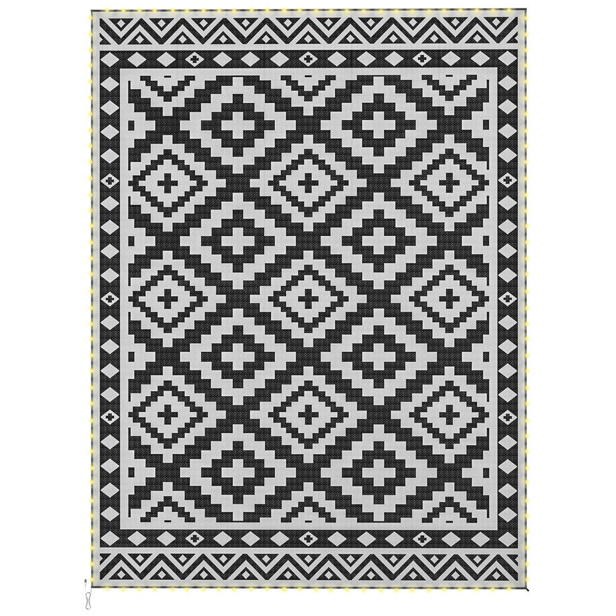 Outdoor Rug Carpet Reversible Plastic Straw Rug with LED Lights 12' x 9'