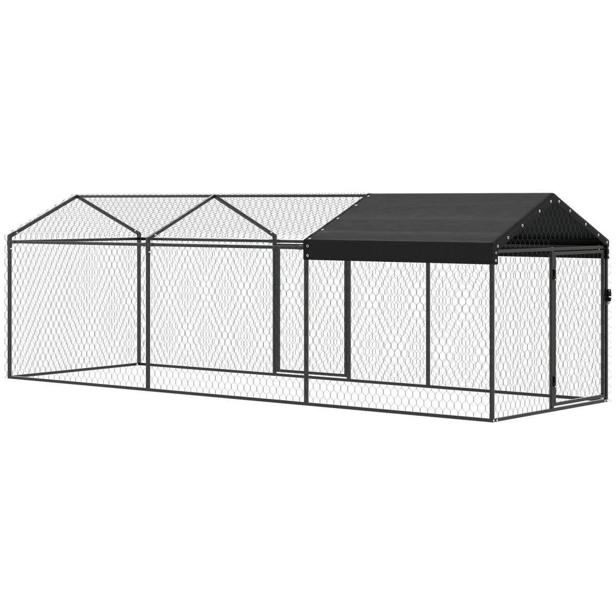 Large Metal Chicken Coop, Chicken Run with Waterproof & Anti-UV Cover for 3-5 Poultry, Outdoor Poultry Cage Rabbit Hutch