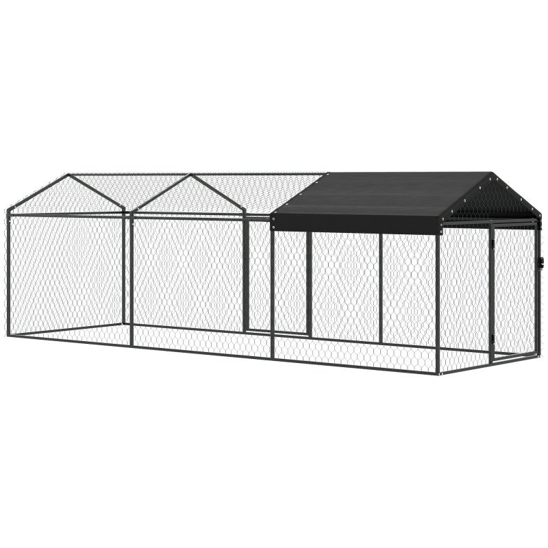 Large Metal Chicken Coop, Chicken Run with Waterproof & Anti-UV Cover for 3-5 Poultry, Outdoor Poultry Cage Rabbit Hutch