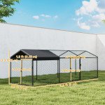 Large Metal Chicken Coop, Chicken Run with Waterproof & Anti-UV Cover for 3-5 Poultry, Outdoor Poultry Cage Rabbit Hutch
