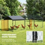 Large Metal Chicken Coop, Chicken Run with Waterproof & Anti-UV Cover for 3-5 Poultry, Outdoor Poultry Cage Rabbit Hutch