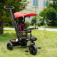 Qaba Kids Tricycle 4 In 1 Trike with Reversible Angle Adjustable Seat Removable Handle Canopy Handrail Belt Storage Footrest Brake Clutch for 1-5 Years Old Red