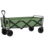 130L Folding Garden Cart with Wheels, Heavy-Duty Collapsible Wagon with Brakes, Green
