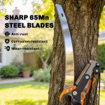 6.5ft 2-In-1 Manual Pole Saw for Tree Trimming, Aluminium Telescopic Long Reach Pole Pruner with Sharp 65Mn Steel Blade