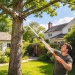 6.5ft 2-In-1 Manual Pole Saw for Tree Trimming, Aluminium Telescopic Long Reach Pole Pruner with Sharp 65Mn Steel Blade