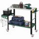 2Tier Rolling Welding Table, Lockable Steel Heavy Duty Welding Workbench Table with Side Tray, Silver & Green