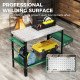 2Tier Rolling Welding Table, Lockable Steel Heavy Duty Welding Workbench Table with Side Tray, Silver & Green
