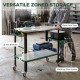 2Tier Rolling Welding Table, Lockable Steel Heavy Duty Welding Workbench Table with Side Tray, Silver & Green