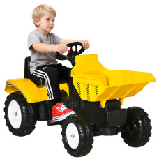 Ride-On Tractor for Kids, Pedal Construction Car with Manual Control Bucket for 3 Year Old, Yellow