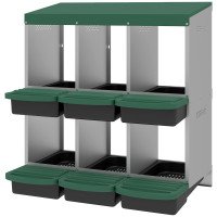 Chicken Nesting Boxes, 6 Compartment Metal Nesting Boxes for Chicken Coop, Egg Laying Boxes with Lid Cover