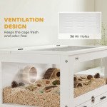 Hamster Cage with Storage Cabinet, Small Animal Cage with Pull Out Drawer and Acrylic Panels, 30" x 19.5" x 36"