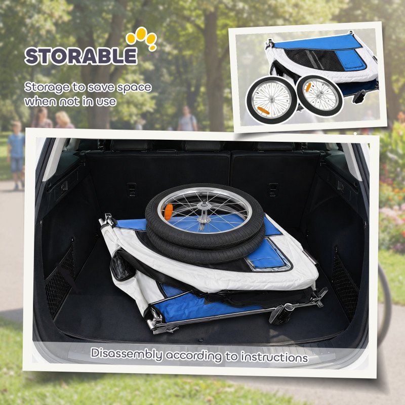 Aosom 2 in 1 Dog Bike Trailer, Foldable Pet Stroller, Dog Bicycle Trailer w/ Suspension, Universal Bicycle Coupler, Light Grey