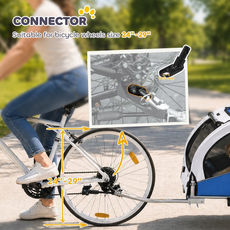 Aosom 2 in 1 Dog Bike Trailer, Foldable Pet Stroller, Dog Bicycle Trailer w/ Suspension, Universal Bicycle Coupler, Light Grey